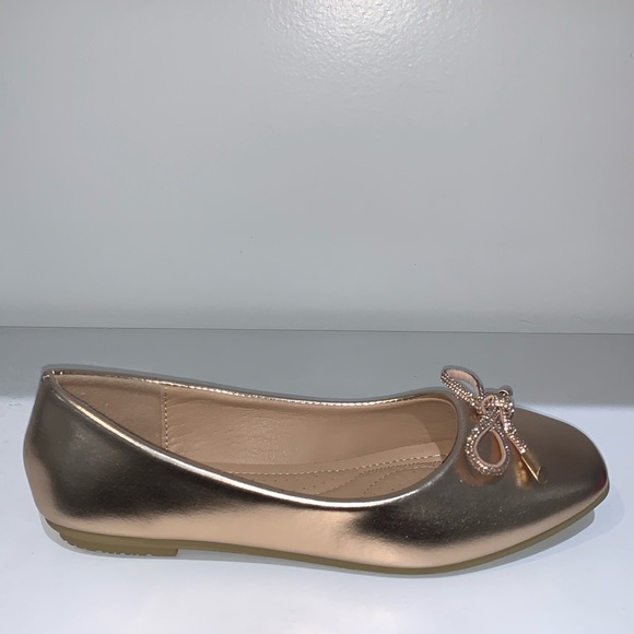 ROSE GOLD SPARKLY BOW FLATS - Picture 3 of 7